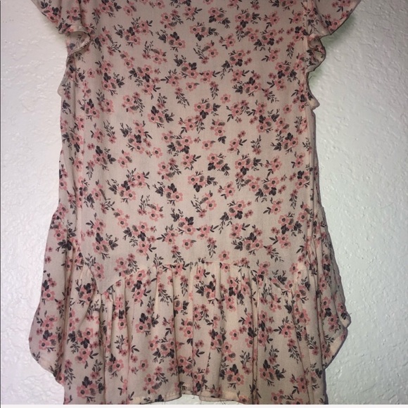 Pink Ruffled Floral Casual XS Summer Blouse - Picture 3 of 5